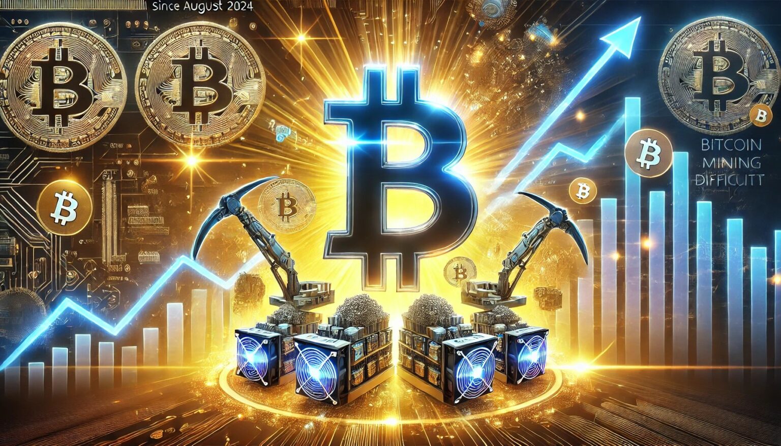 Surge in Bitcoin Mining Difficulty – New Equipment Unveiled Amid Optimism, 2024 Surge in Bitcoin Mining Difficulty New Equipment Unveiled Amid.30 A professional horizontal digital artwork for an article about Bitcoin mi