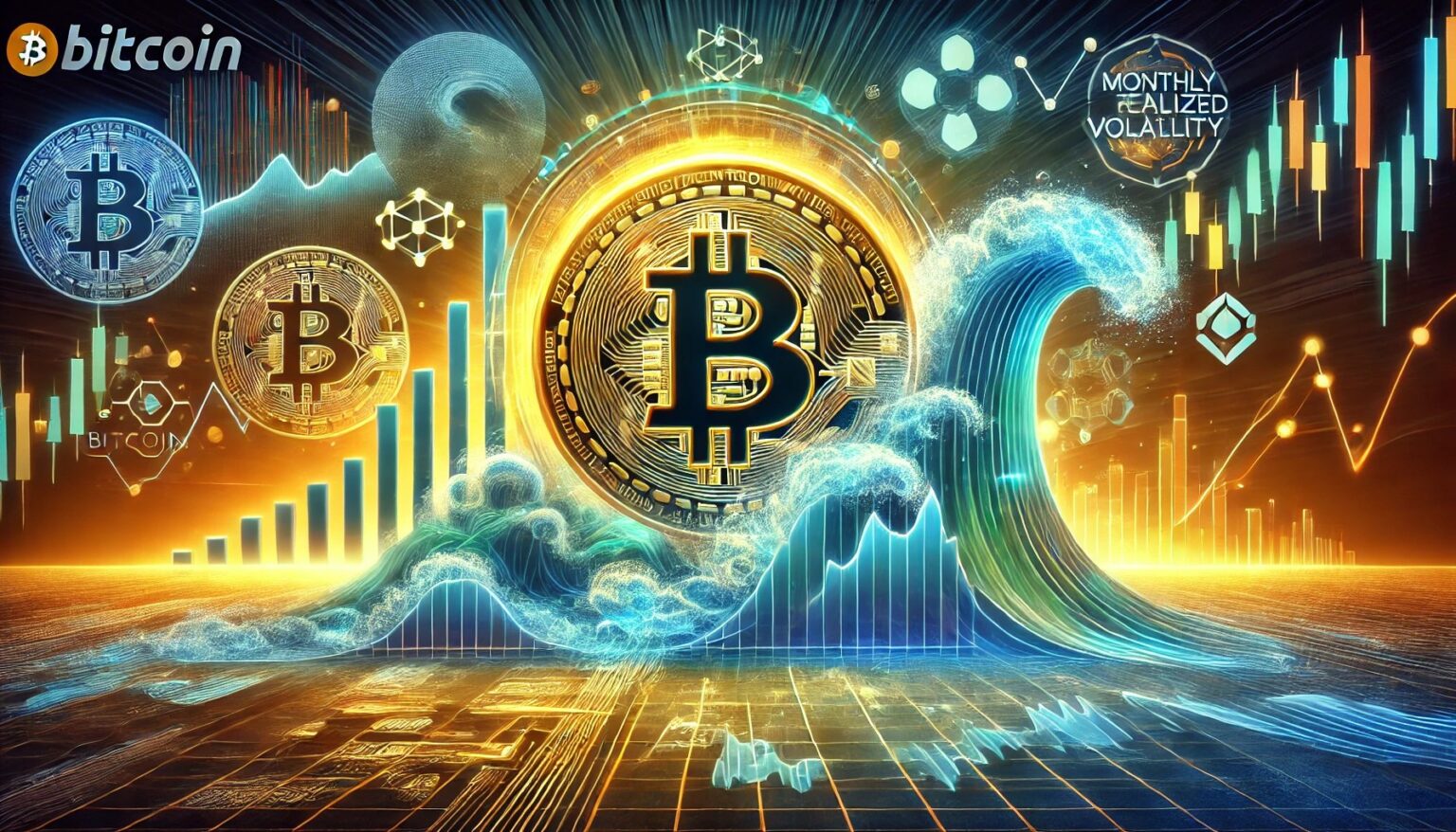 Bitcoins Month End Volatility Lingers Below Peak Is a Breakout Looming.44 A professional horizontal digital artwork for an article about Bitcoins m