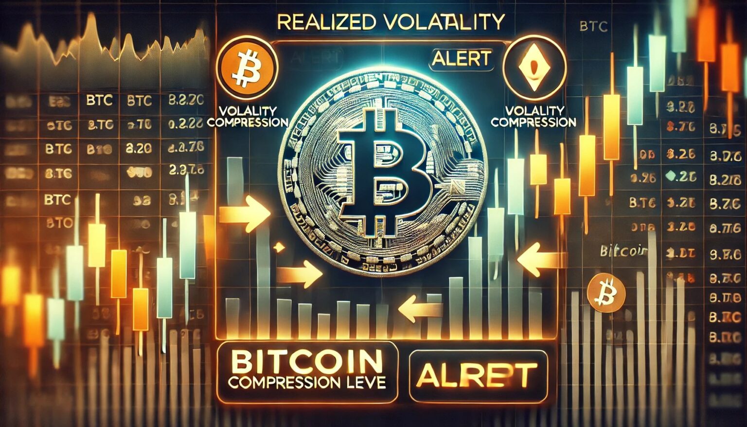 Alert Bitcoins Realized Volatility Signals Potential Price Shift Soon.53 A financial themed image illustrating Bitcoin BTC realized volatility hit