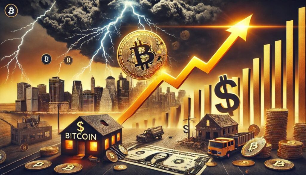 Anticipating a US Recession: BlackRock Suggests Bitcoin as Top Crypto Investment Anticipating a US Recession BlackRock Suggests Bitcoin as Top Crypto.23 A dramatic conceptual image illustrating Bitcoin rallying during a US rec