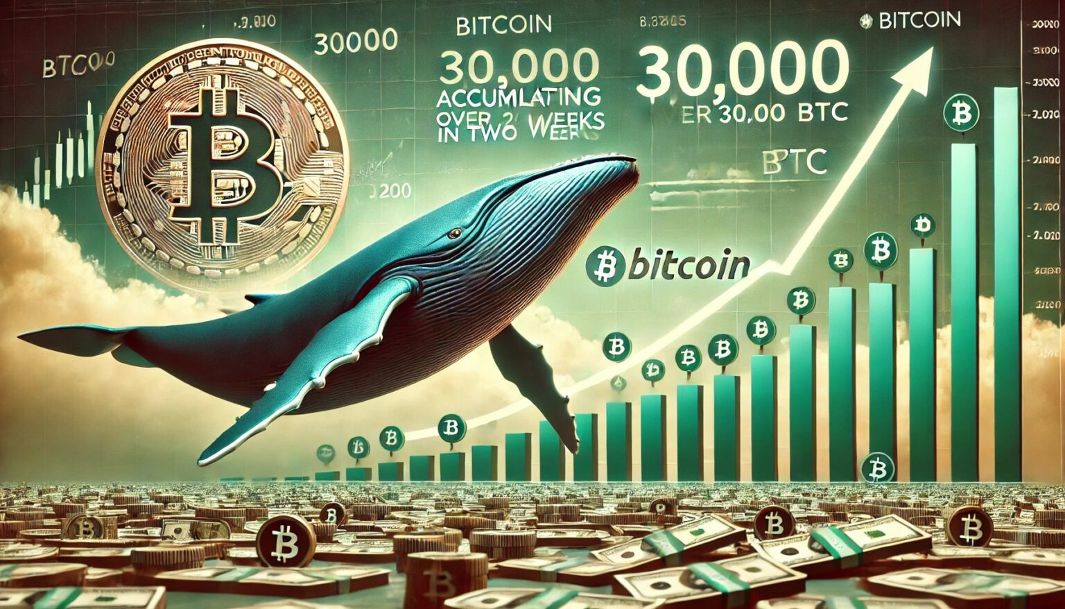 Bitcoin Whales Gather 30K+ BTC in Fortnight: Sign of Upcoming Surge? Bitcoin Whales Gather 30K BTC in Fortnight Sign of Upcoming.26 A financial themed image showcasing Bitcoin BTC whales accumulating over
