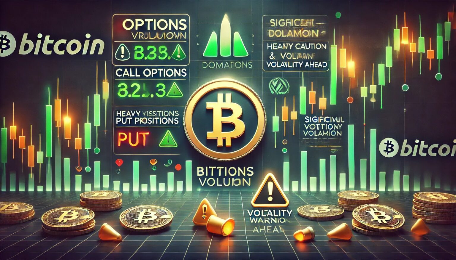 Bullish Bitcoin Options Market Indicates Caution Predicts Upcoming Volatility.49 A financial themed image illustrating the Bitcoin BTC options market show