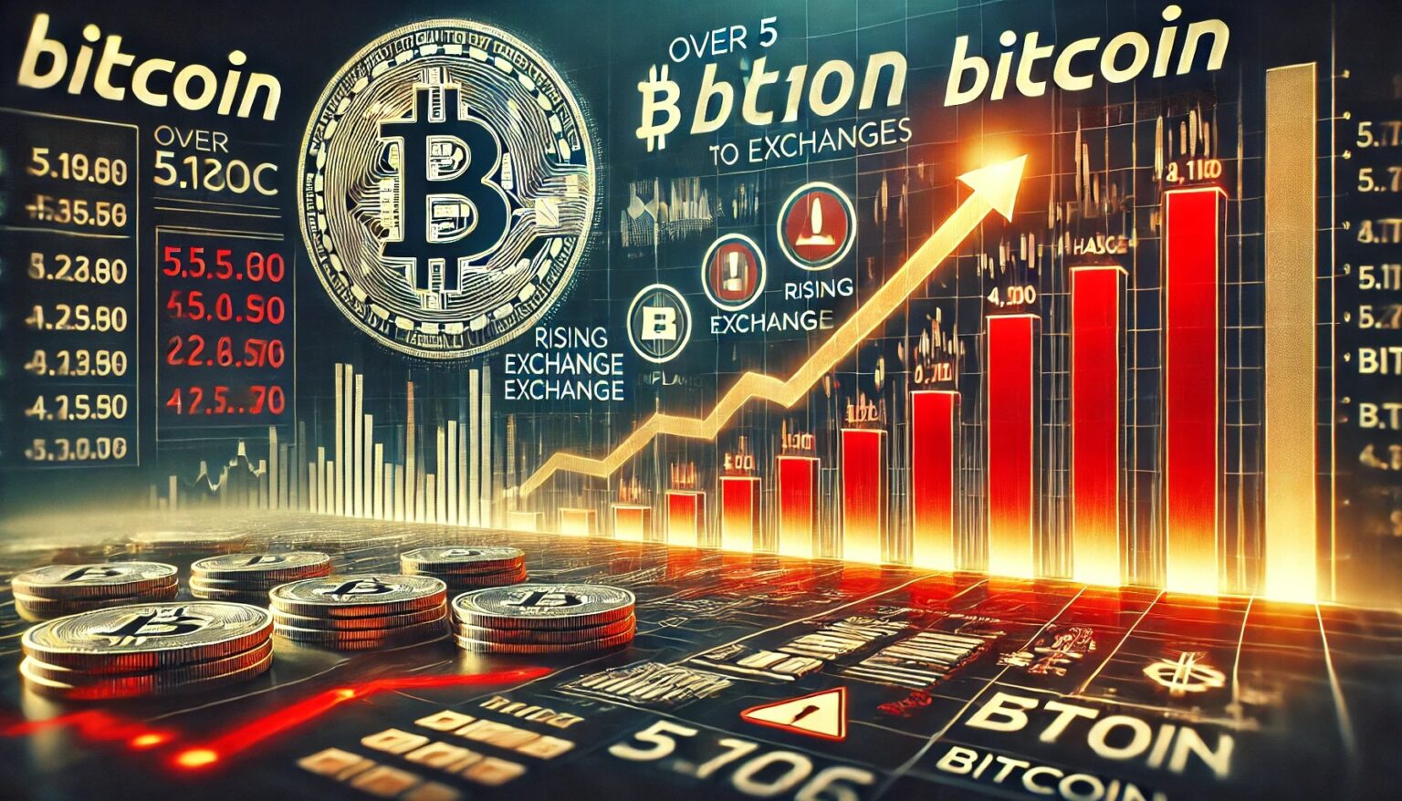 Market Awaits Impact as 5100 Bitcoins Move to Exchanges.14 A financial themed image illustrating over 5100 Bitcoin BTC being transfe