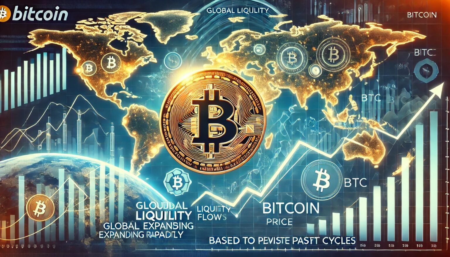 Rapid Global Liquidity Growth Can Bitcoin Mimic Past Cycle Reactions.47 A financial themed image illustrating global liquidity expanding rapidly