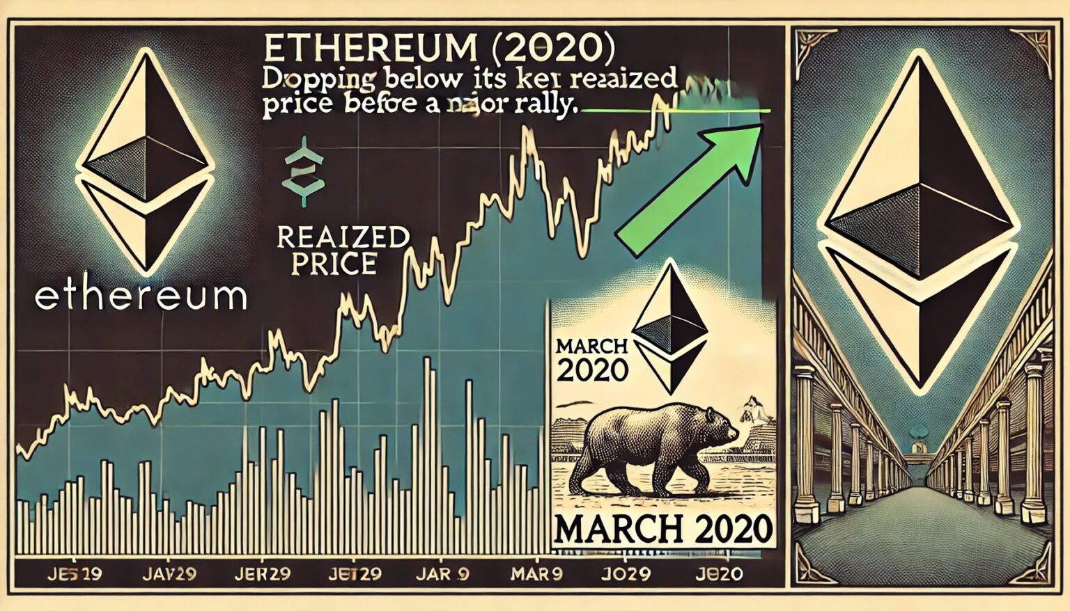 Ethereum Dips Under Crucial Value: Echoes March 2020 Pre-Rally Ethereum Dips Under Crucial Value Echoes March 2020 Pre Rally.57 A financial themed image illustrating Ethereum ETH dropping below its key