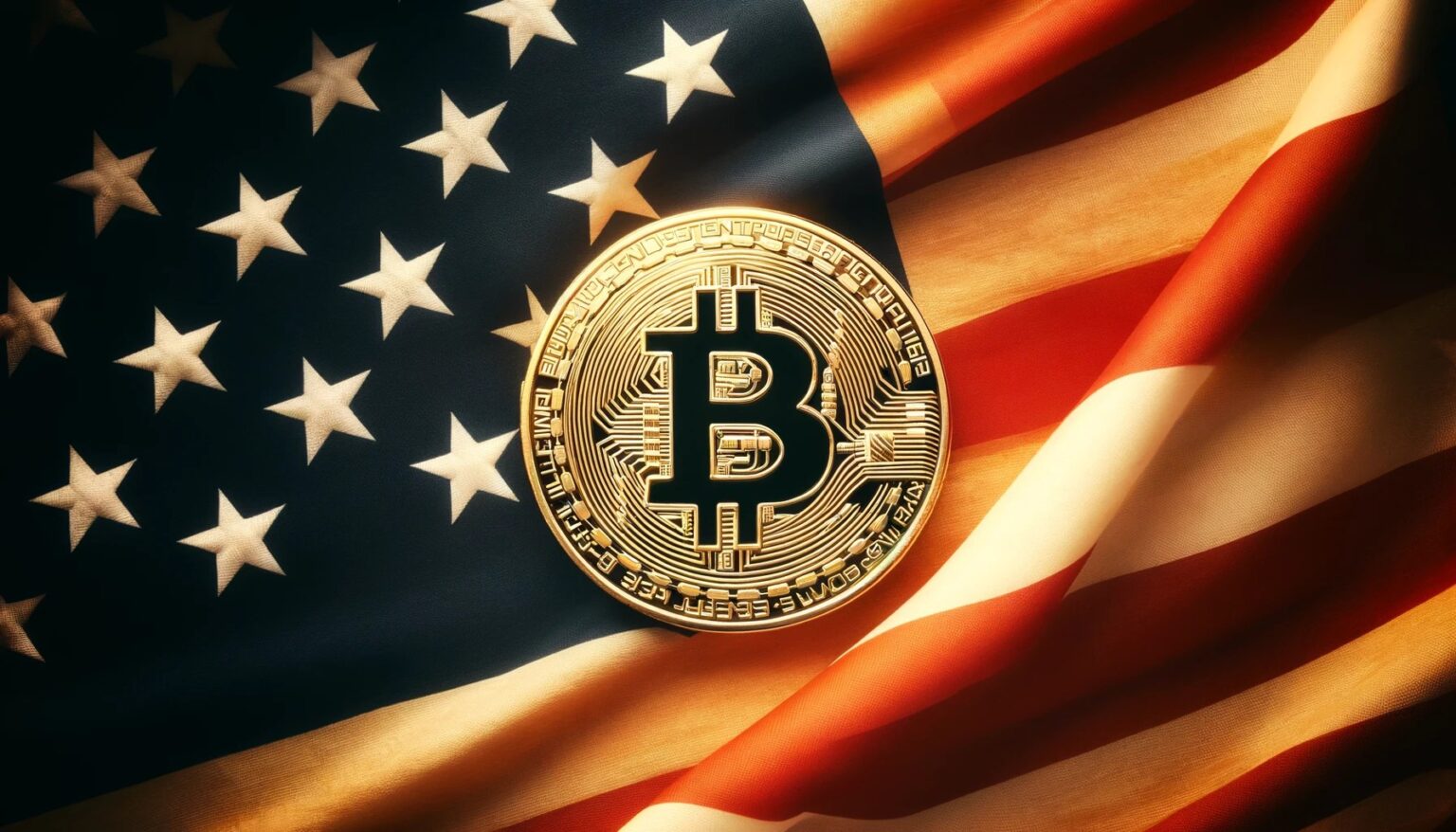 White House Bitcoin is the Modern Space Race.41 A wide format image featuring a large Bitcoin symbol gold and shining cen