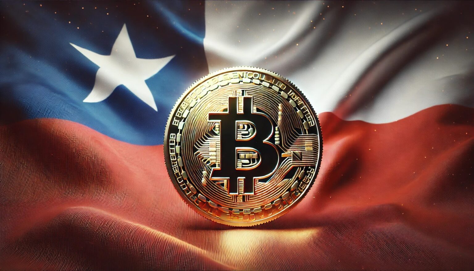 Bitcoin Emerges as a Crucial Election Topic in Chile.39 A realistic wide format image depicting a shiny Bitcoin coin prominently
