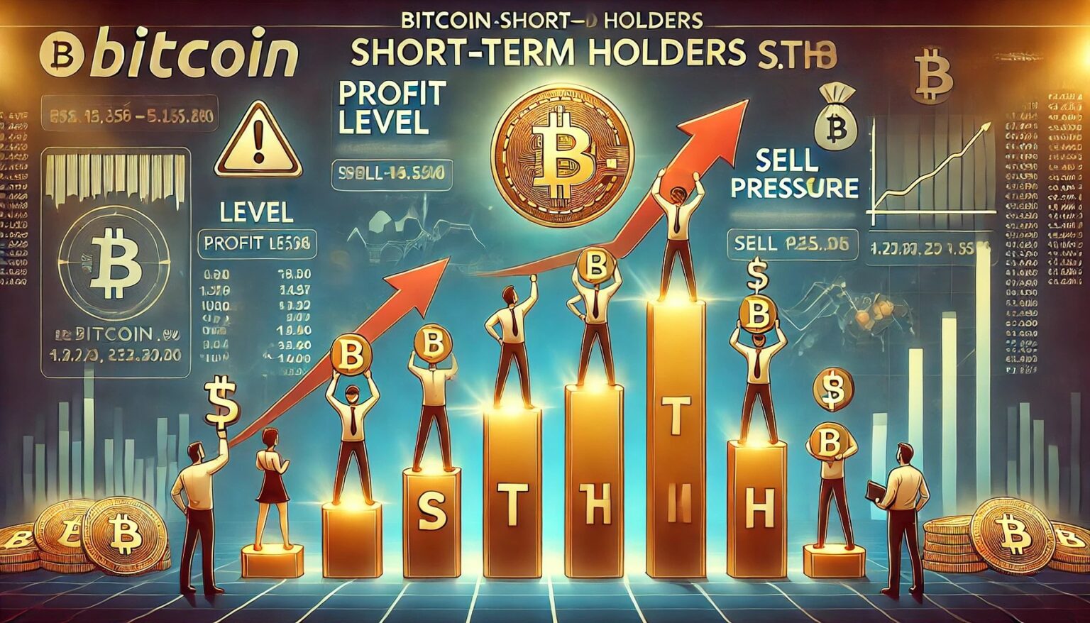 Bitcoin Profit Rise for Short Holders Signals Sell Pressure.46 A wide digital illustration representing rising profits among Bitcoin sho